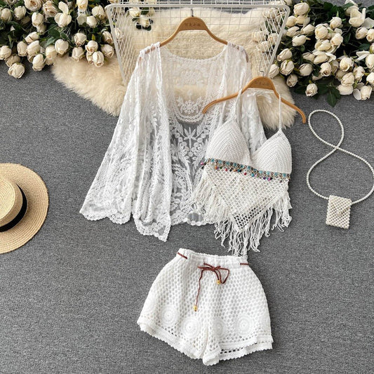 Three Piece Crochet Beach Set By