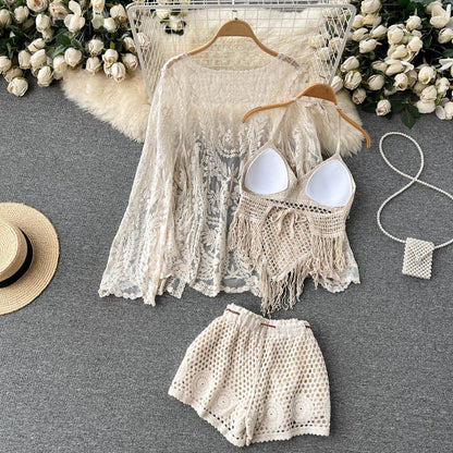 Three Piece Crochet Beach Set By