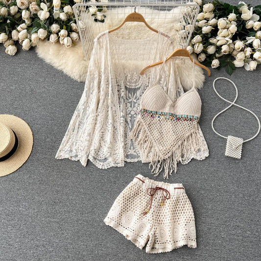 Three Piece Crochet Beach Set By