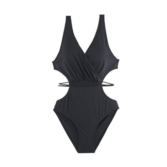 Black Cutout Waist Enhancing Monokini By