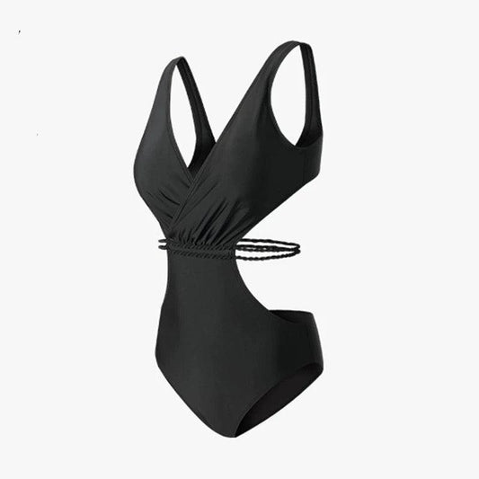Black Cutout Waist Enhancing Monokini By