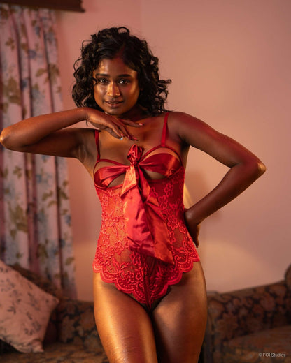 Celestial Bloom Satin Bow Lingerie