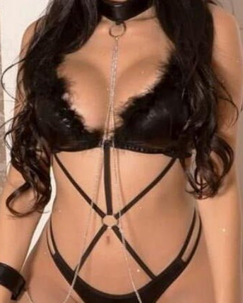 Glossy Temptation PU Babydoll Lingerie