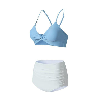 Dual Color Two Piece High Waisted Swimwear By