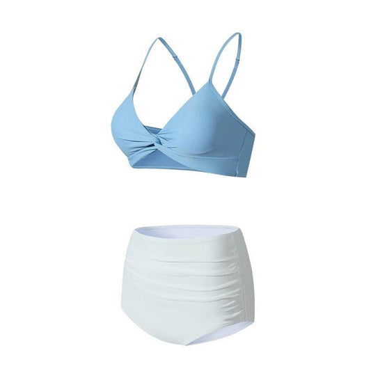 Dual Color Two Piece High Waisted Swimwear By