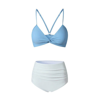 Dual Color Two Piece High Waisted Swimwear By