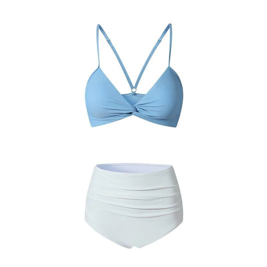 Dual Color Two Piece High Waisted Swimwear By