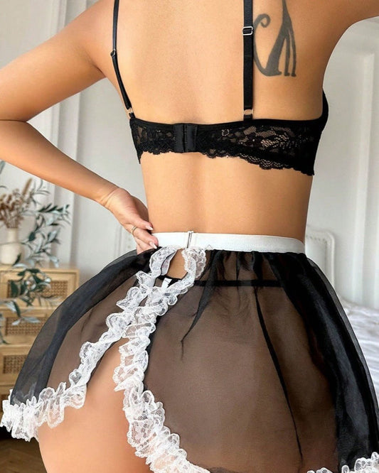 Flirty French Maid Lace Lingerie Set
