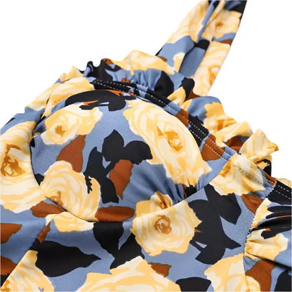 Floral Print Tieup Sleeves Swim Wear Dress By