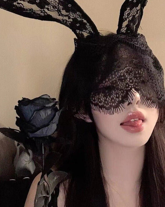 Gothcore Reverie Lace Bunny Mask