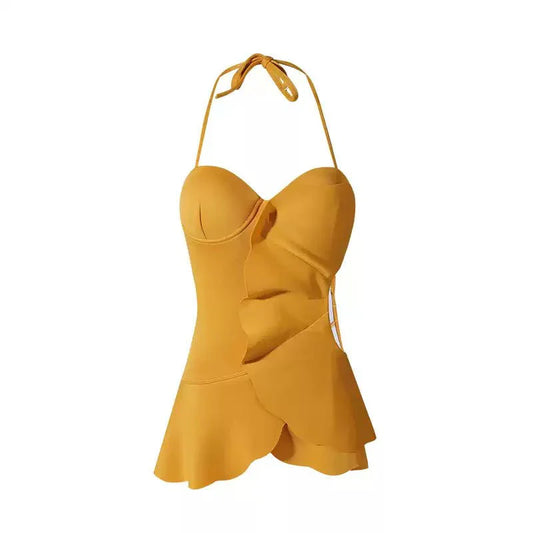 Halter Neck Flower Shape Cutout Swimwear By