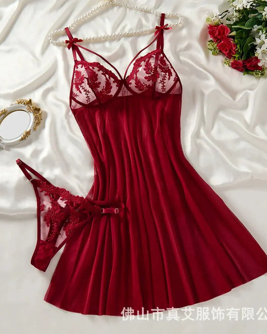 High Stakes Seductress Sheer Lace Babydoll Lingerie