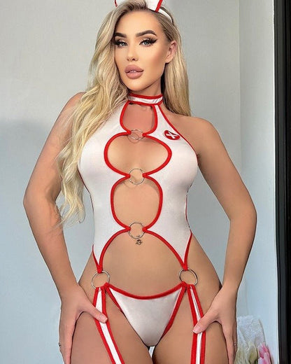 Hotline Nurse Fantasy Cut-Out Bodysuit Lingerie