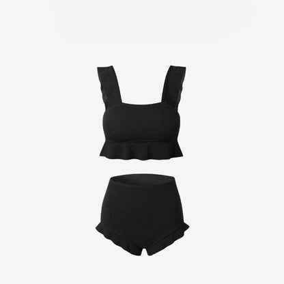 Korean Style Ruffled High Waist Swimwear By