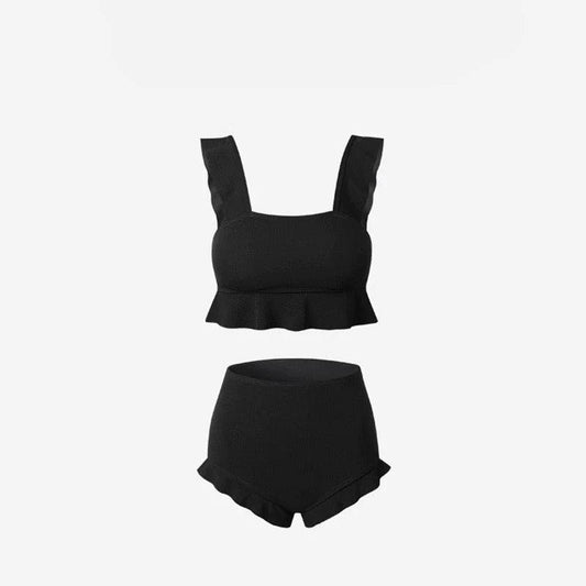 Korean Style Ruffled High Waist Swimwear By