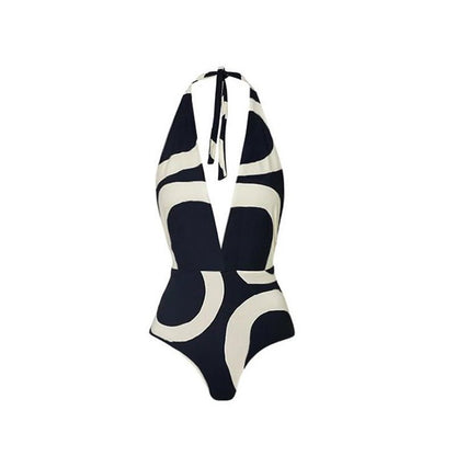 Monokini Backless Black Color Swimsuit With Sarong By