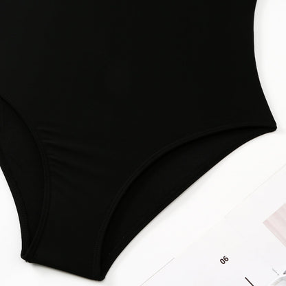 Monokini One Shoulder Black and Pink Swimsuit With Coverup Skirt By