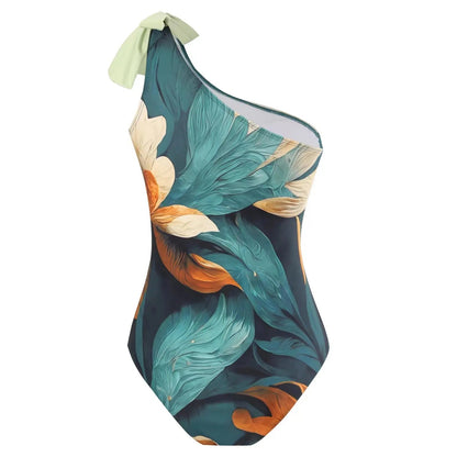 Monokini One Shoulder Multicolor Swimsuit With Ruffle Skirt By