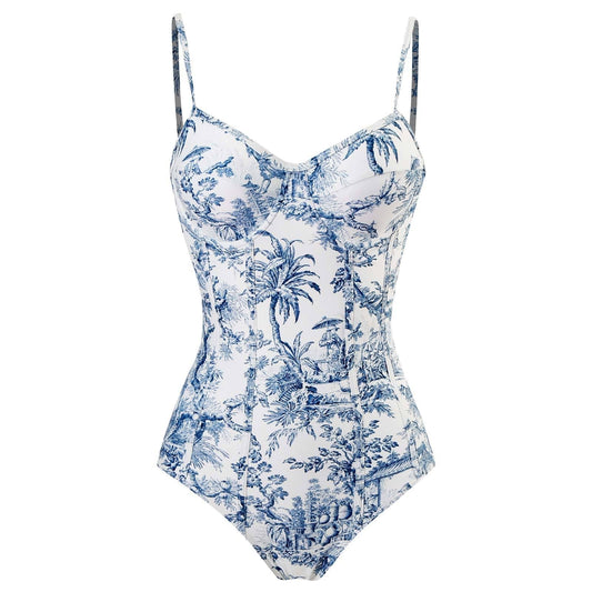 Monokini Sea Blue Swimwear with Sarong By