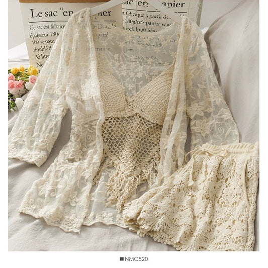 Three Piece Crochet Beach Resort Set - Three Piece Crochet Set By