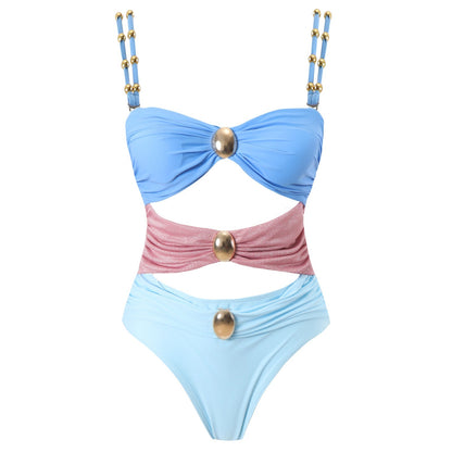 One Piece Cut Out Swimwear With Slimming Skirt By