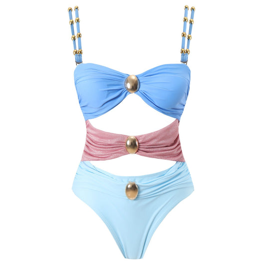 One Piece Cut Out Swimwear With Slimming Skirt By