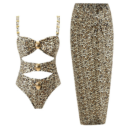 One Piece Cut Out Swimwear With Slimming Skirt By