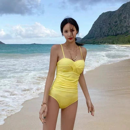 Pastel Color Ruched Slimming Monokini By