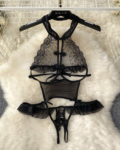 Femme Fatale Intricate Lace & Mesh Design Lingerie