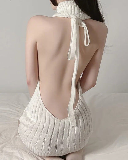 Knit Me Naughty Backless Dress Style Lingerie