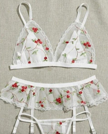 Blooming Temptress Three Piece Lingerie Set