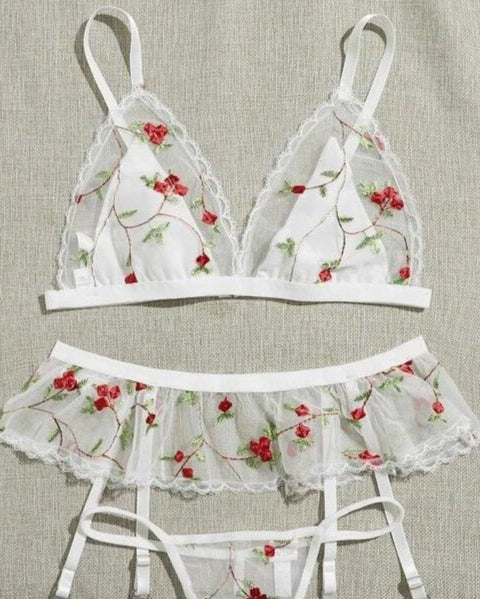 Blooming Temptress Three Piece Lingerie Set