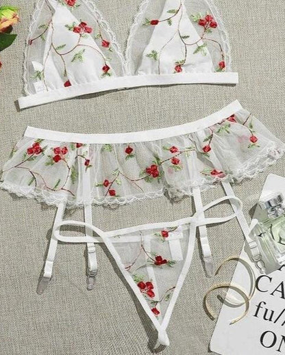 Blooming Temptress Three Piece Lingerie Set