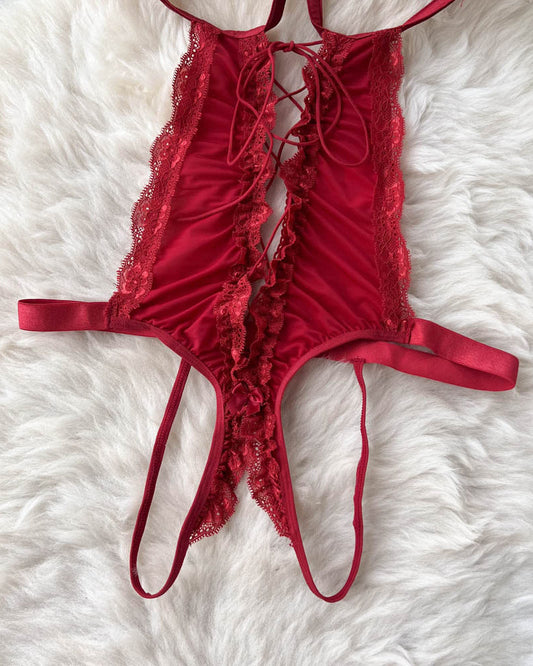 Spicy Lace One Piece Satin Lingerie