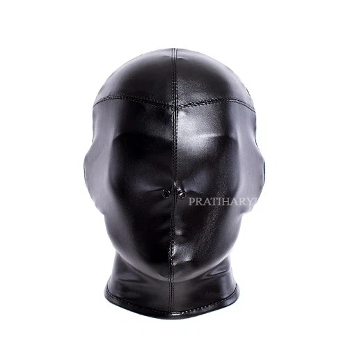 Leather Bondage Full Head Hood Breathable Fetish Mask