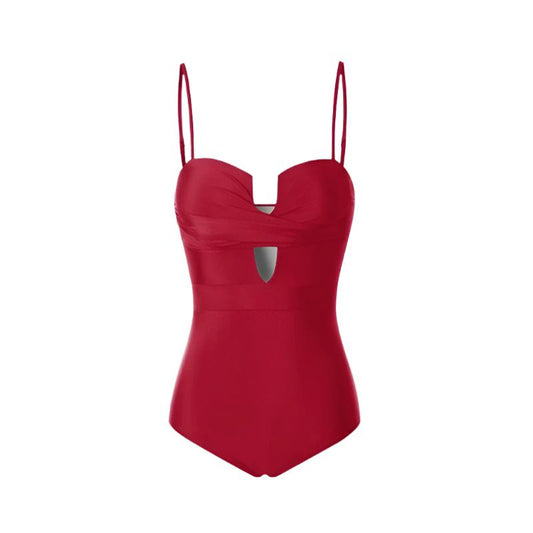 Solid Color Monokini With Spaghetti Strap By