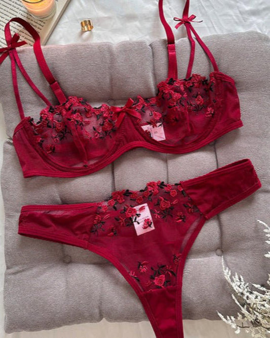 Stop & Stare Sheer Mesh Bra & Thong Lingerie