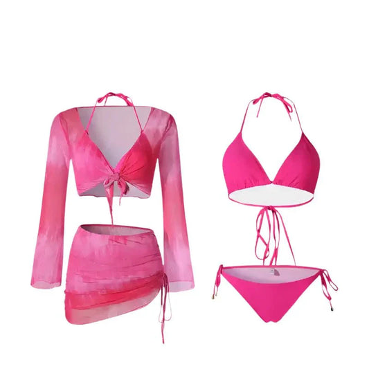 Two Piece Halter Neck High Waist Two Peice Swinwear With Coverup Dress By
