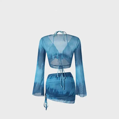 Two Piece Halter Neck High Waist Two Peice Swinwear With Coverup Dress By