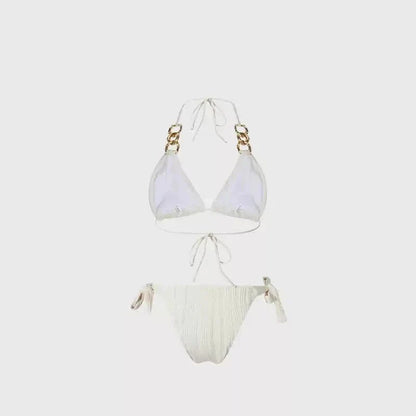 Two Piece Tie Up With Golden Rings Swimwear By
