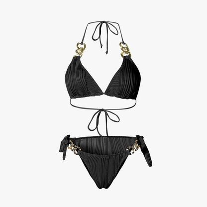 Two Piece Tie Up With Golden Rings Swimwear By