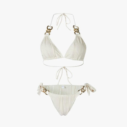 Two Piece Tie Up With Golden Rings Swimwear By